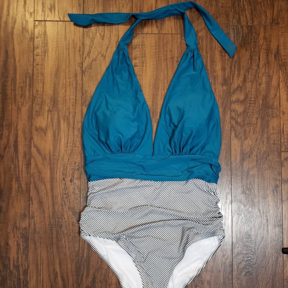 Halter top one piece bathing suit